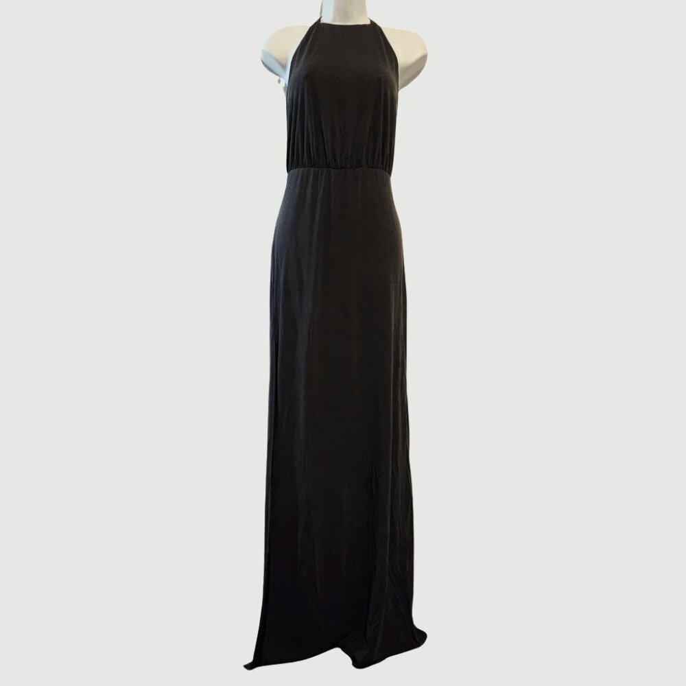 Preowned Lulus Black Maxi Spaghetti Strap Halter Dress – Size XL